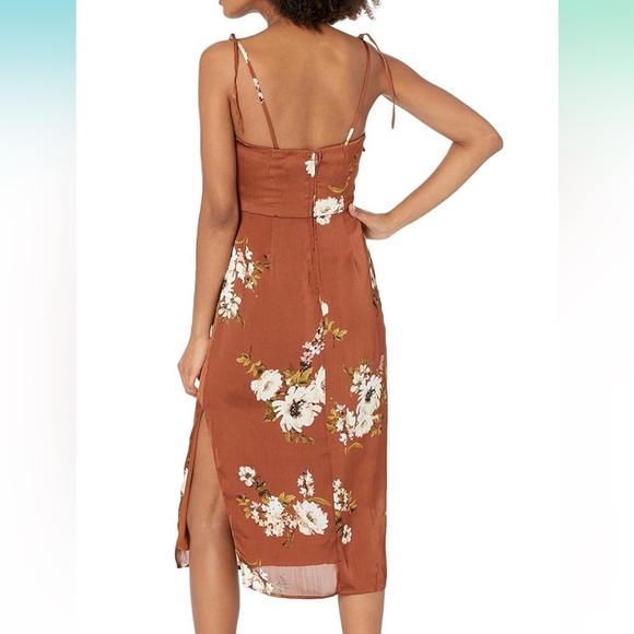 Speechless Brown Floral Satin Midi Dress - Picture 2 of 2